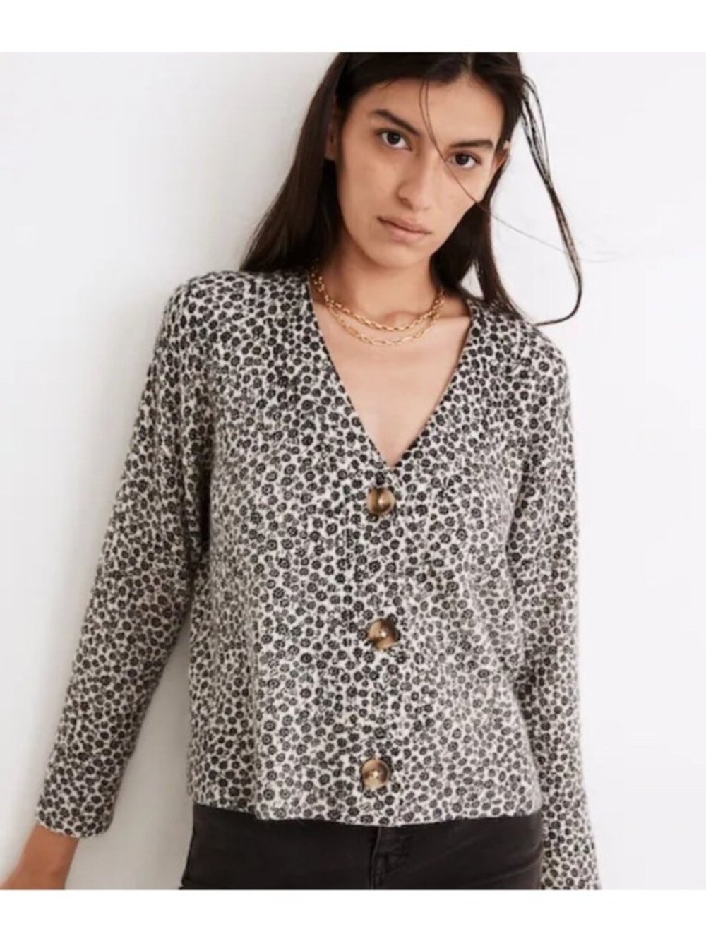 Madewell Cameron Cardigan Womens XXS  Ditsy Floral Rib Knit Sweater Cottage Core